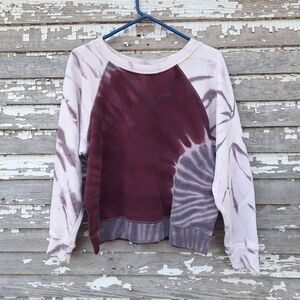 NSF Tie-Dye Raglan Crewneck Sweatshirt - Maroon, Lavender, Gray Size Small